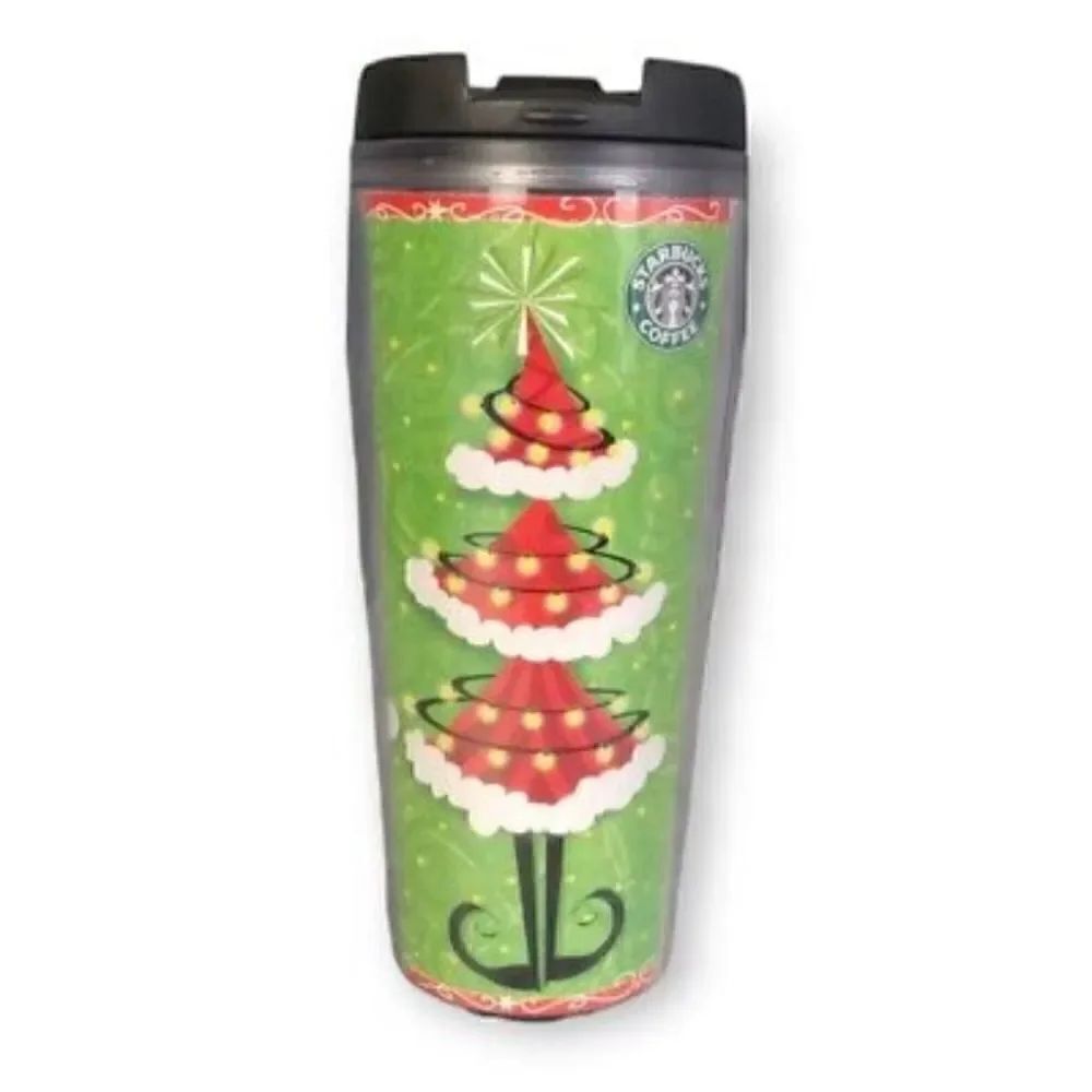 Vintage Starbucks Travel Mug Tumbler 2004 Holiday Christmas Tree 16oz